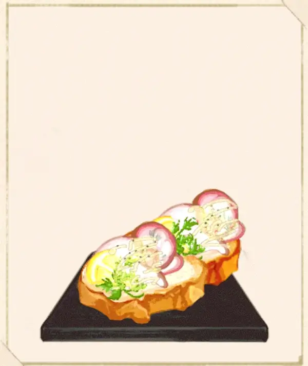洋菓子店ローズ：図鑑386「白身魚のマリネのカナッペ」